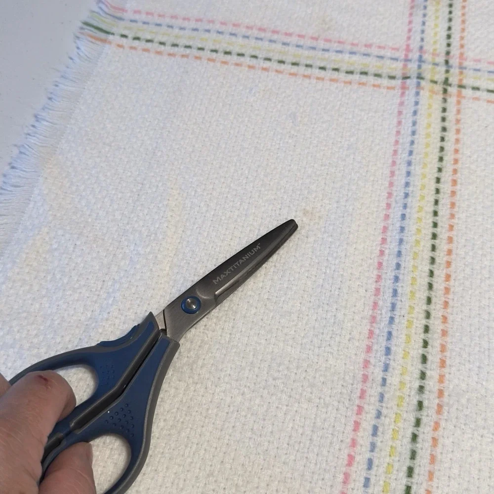The‎ Three Weavers Handwoven Rainbow Fringed Baby Blanket Orlon Acrylic Vintage